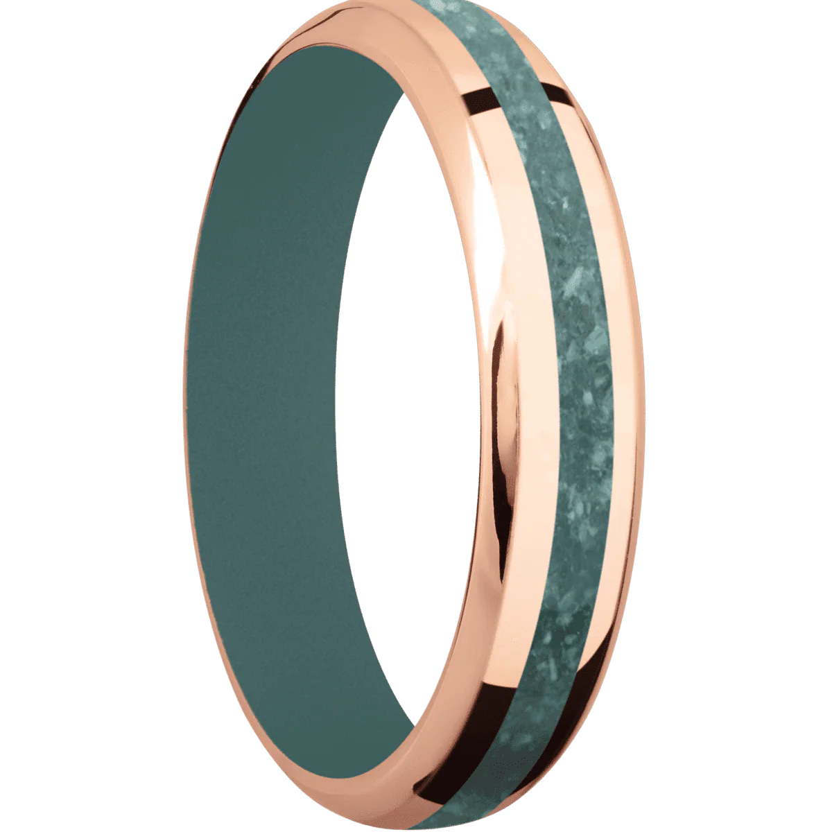 14K Rose Gold + Polish , Polish Finish + Northern Lights