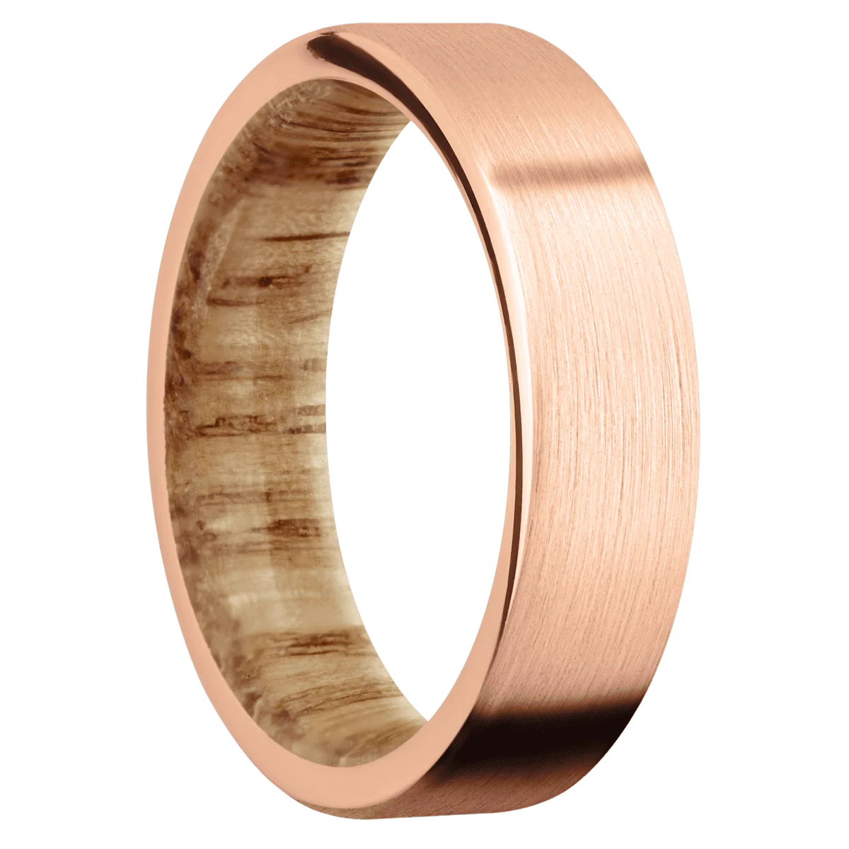 14K Rose Gold + Satin Finish + Natural Oak