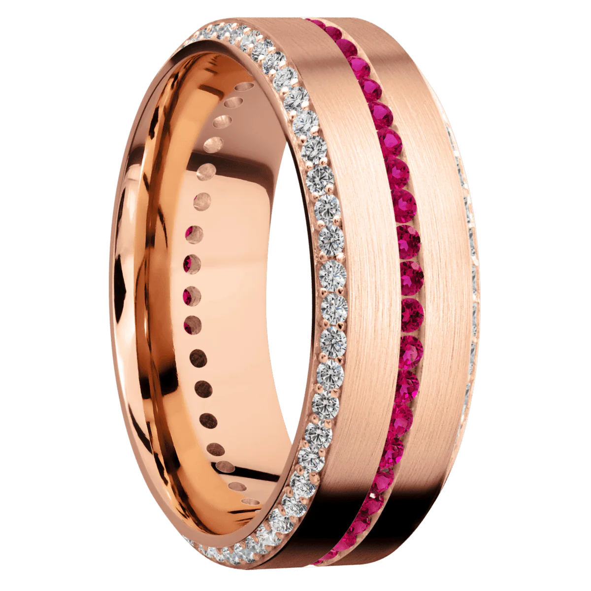 14K Rose Gold + Satin , Satin Finish