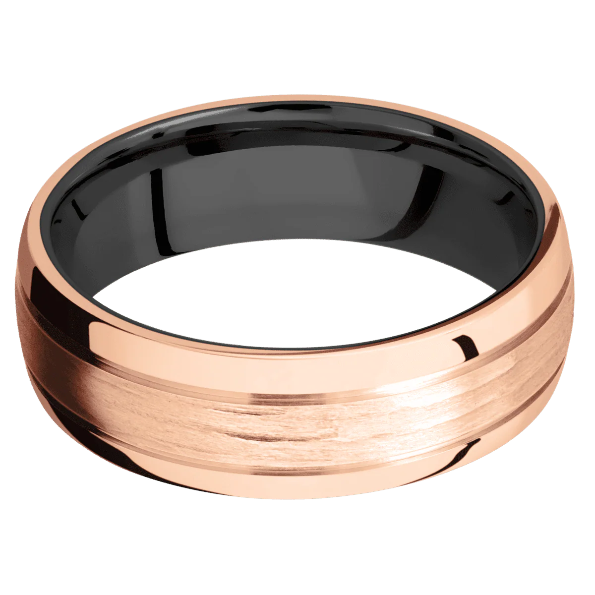 14K Rose Gold + Treebarkh , Polish Finish + Zirconium - Image 3