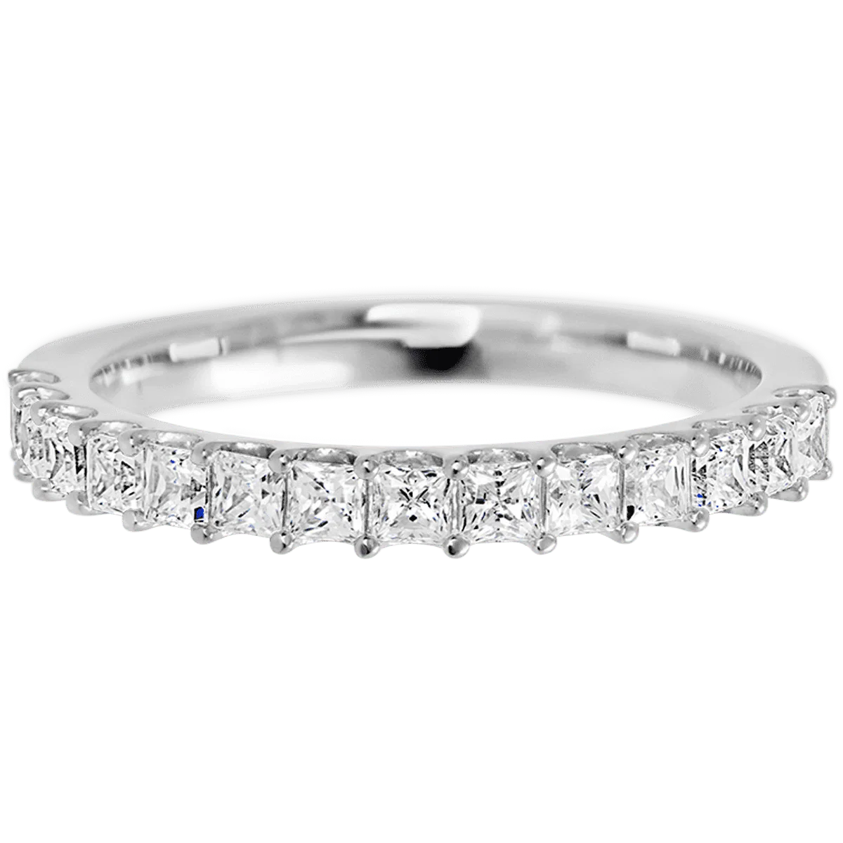 14K White Gold band with 15 Princess Lab Grown Diamond having TCW-.9 - Image 2