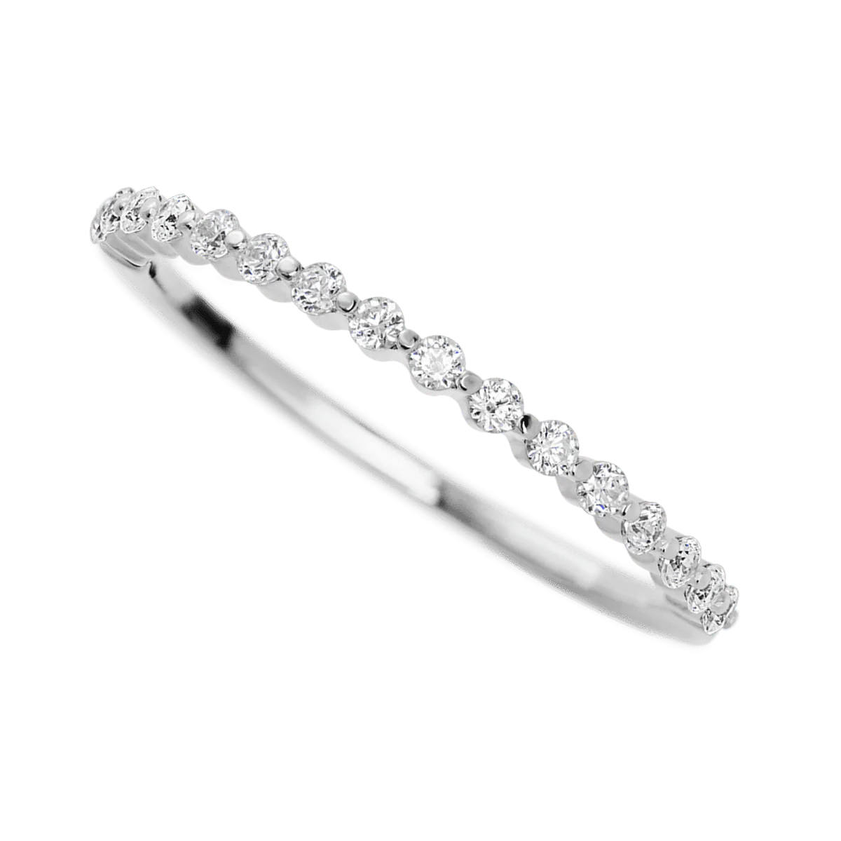 14K White Gold band with 15 Round Lab Grown Diamond having TCW-.22 - Image 3