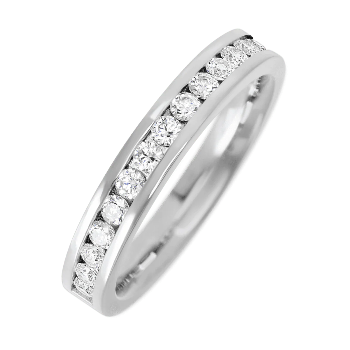 14K White Gold band with 15 Round Lab Grown Diamond having TCW-.45