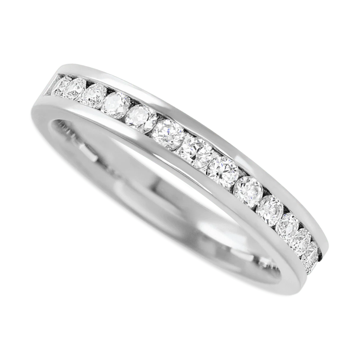 14K White Gold band with 15 Round Lab Grown Diamond having TCW-.45 - Image 3