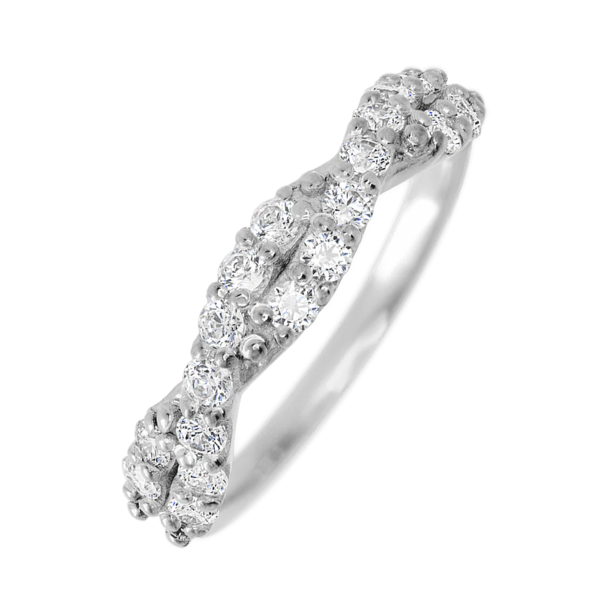 14K White Gold band with 18 Round Lab Grown Diamond (ST) having TCW-.54