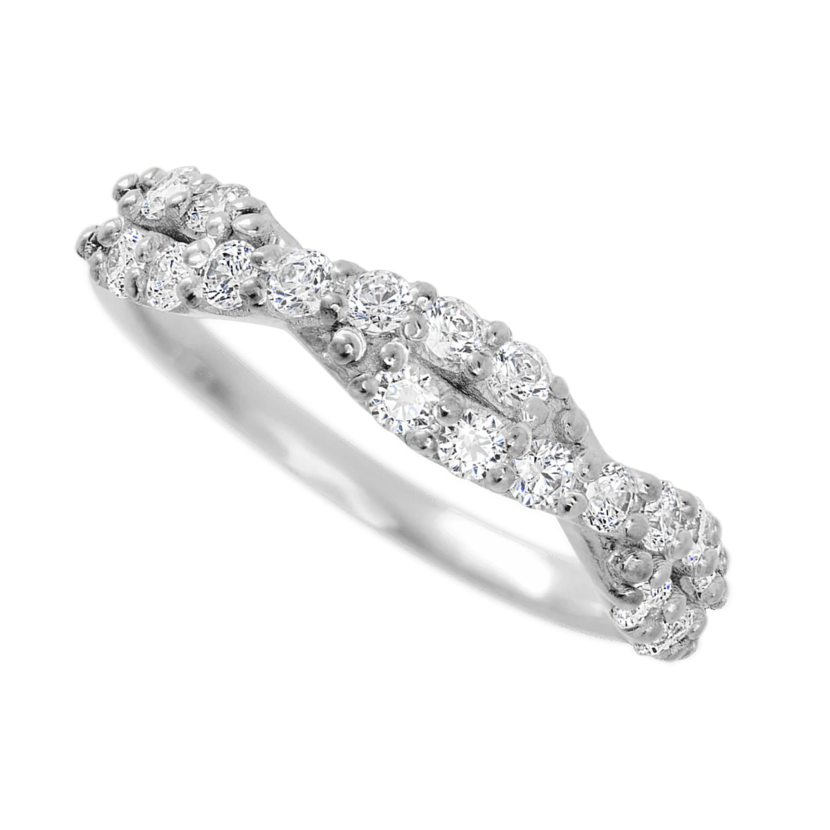 14K White Gold band with 18 Round Lab Grown Diamond (ST) having TCW-.54 - Image 3
