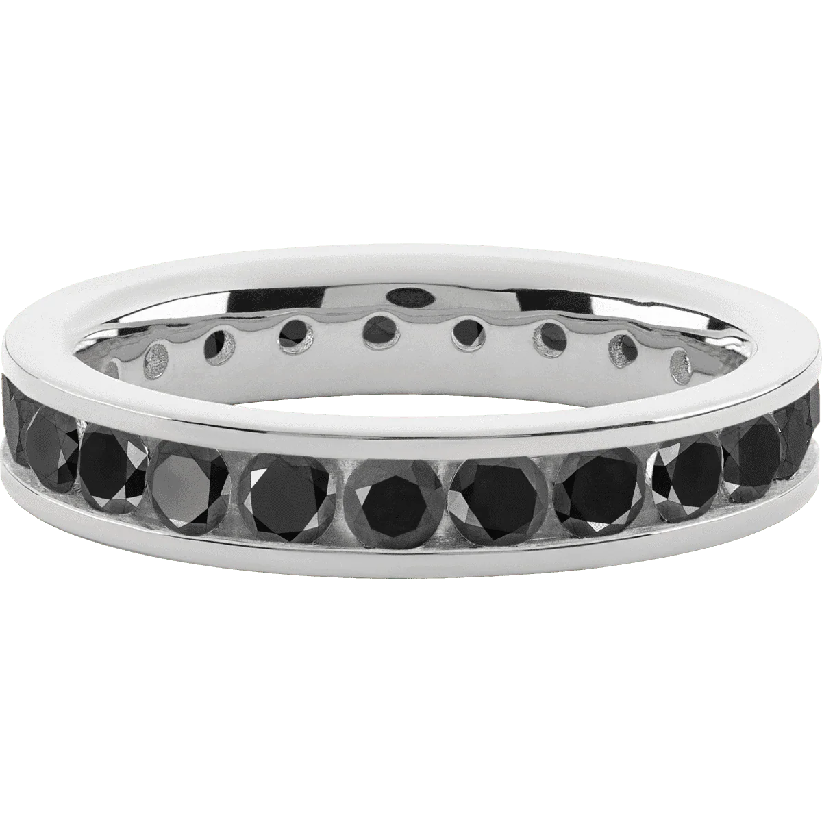 14K White Gold band with 23 Round Black Diamond having TCW-1.61 - Image 2