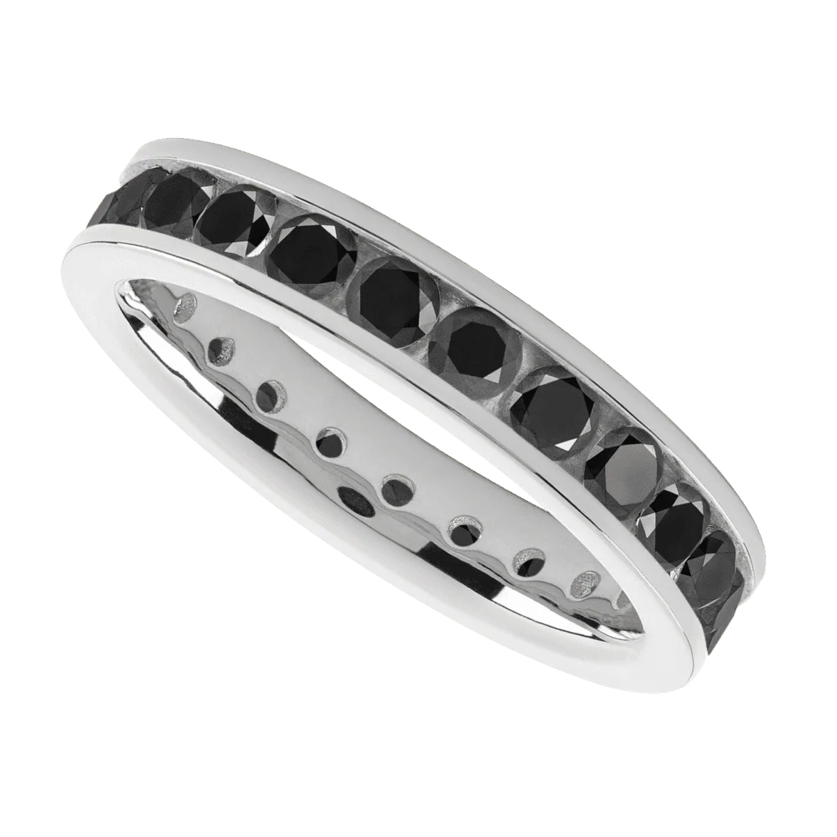 14K White Gold band with 23 Round Black Diamond having TCW-1.61 - Image 3