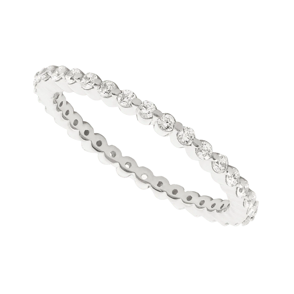 14K White Gold band with 31 Round Lab Grown Diamond having TCW-.46 - Image 3