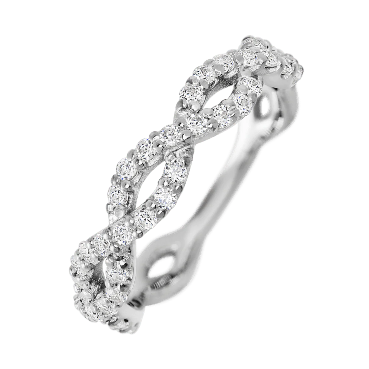 14K White Gold band with 46 Round Lab Grown Diamond having TCW-.69