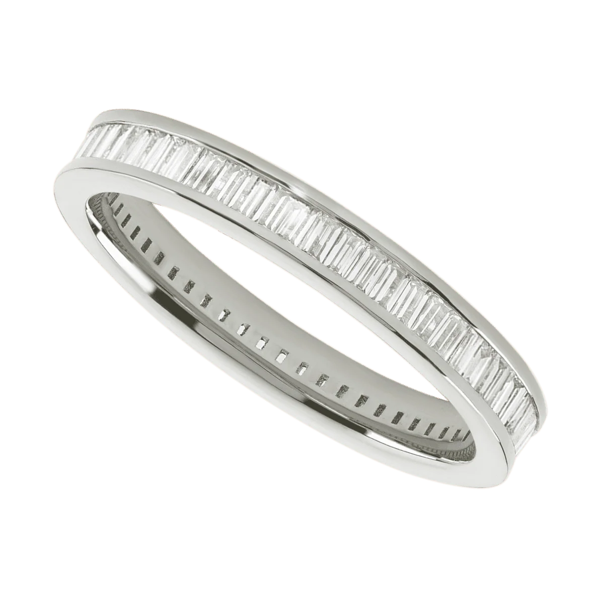 14K White Gold band with 64 Baguette Lab Grown Diamond having TCW-1.28 - Image 3