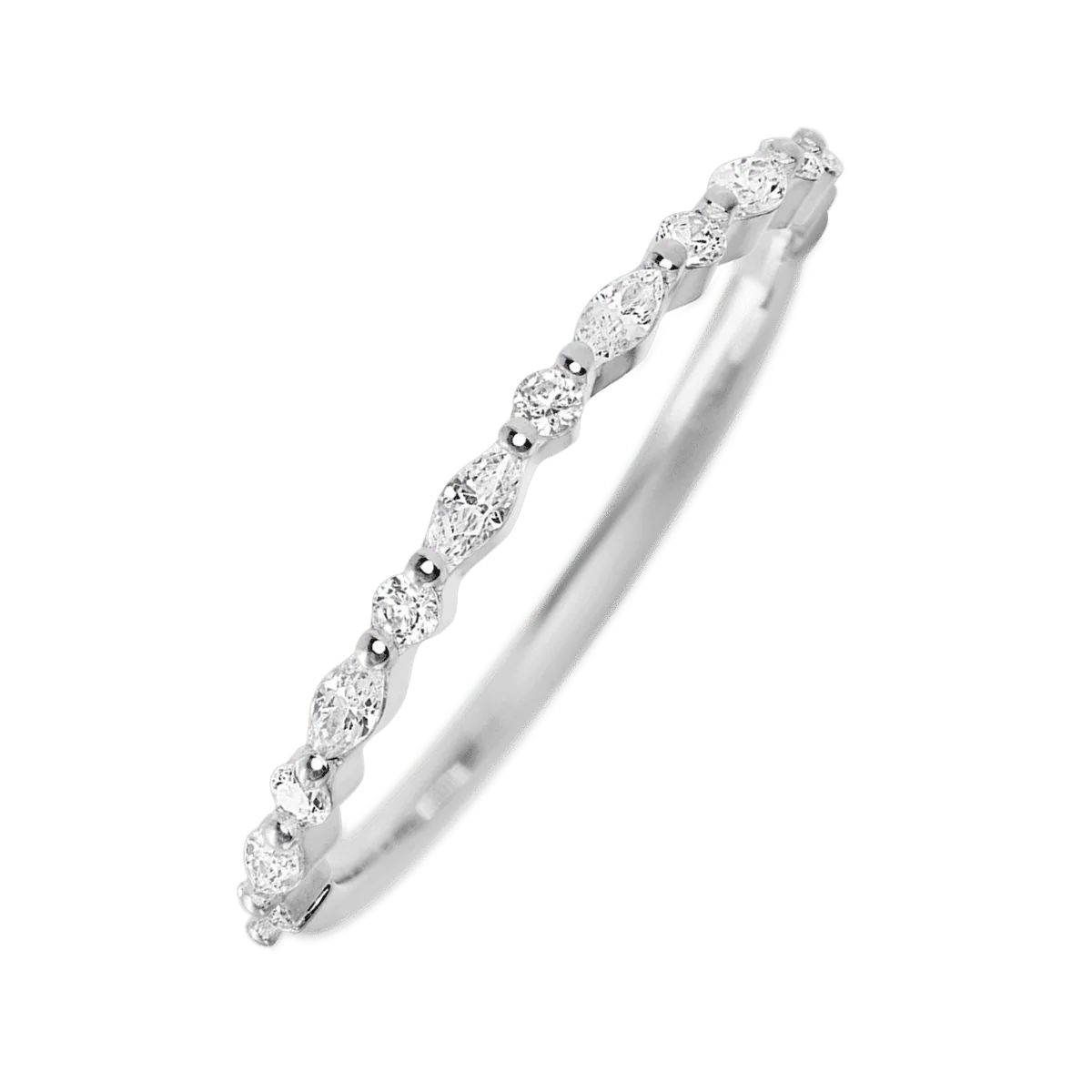 14K White Gold band with 7 Round and 6 Marquise Lab Grown Diamond having TCW-.28