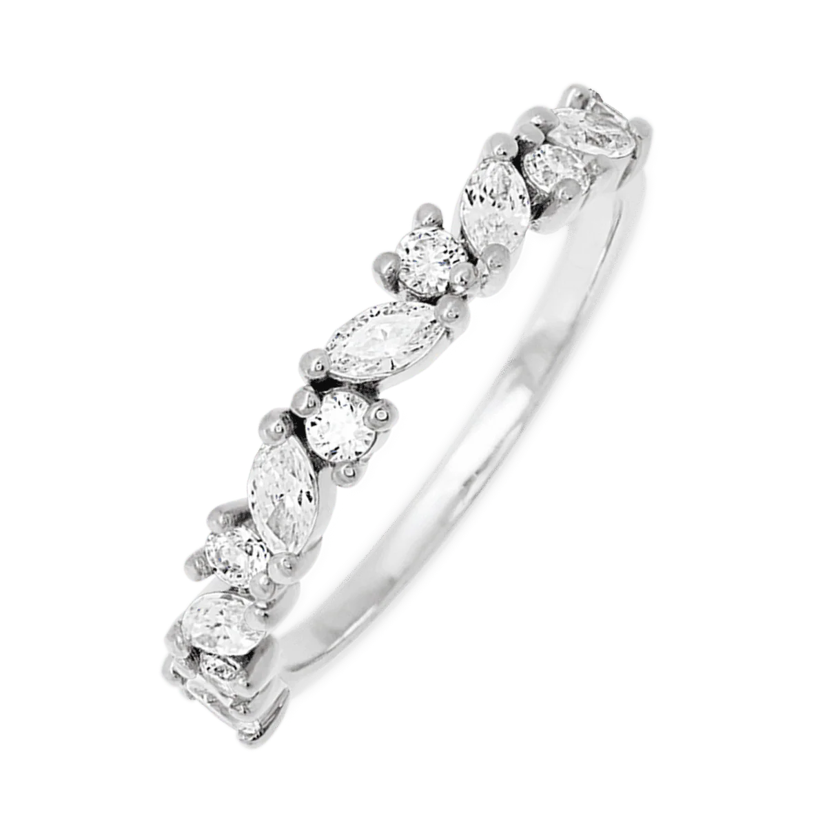 14K White Gold band with 7 Round and 6 Marquise Lab Grown Diamond having TCW-.81