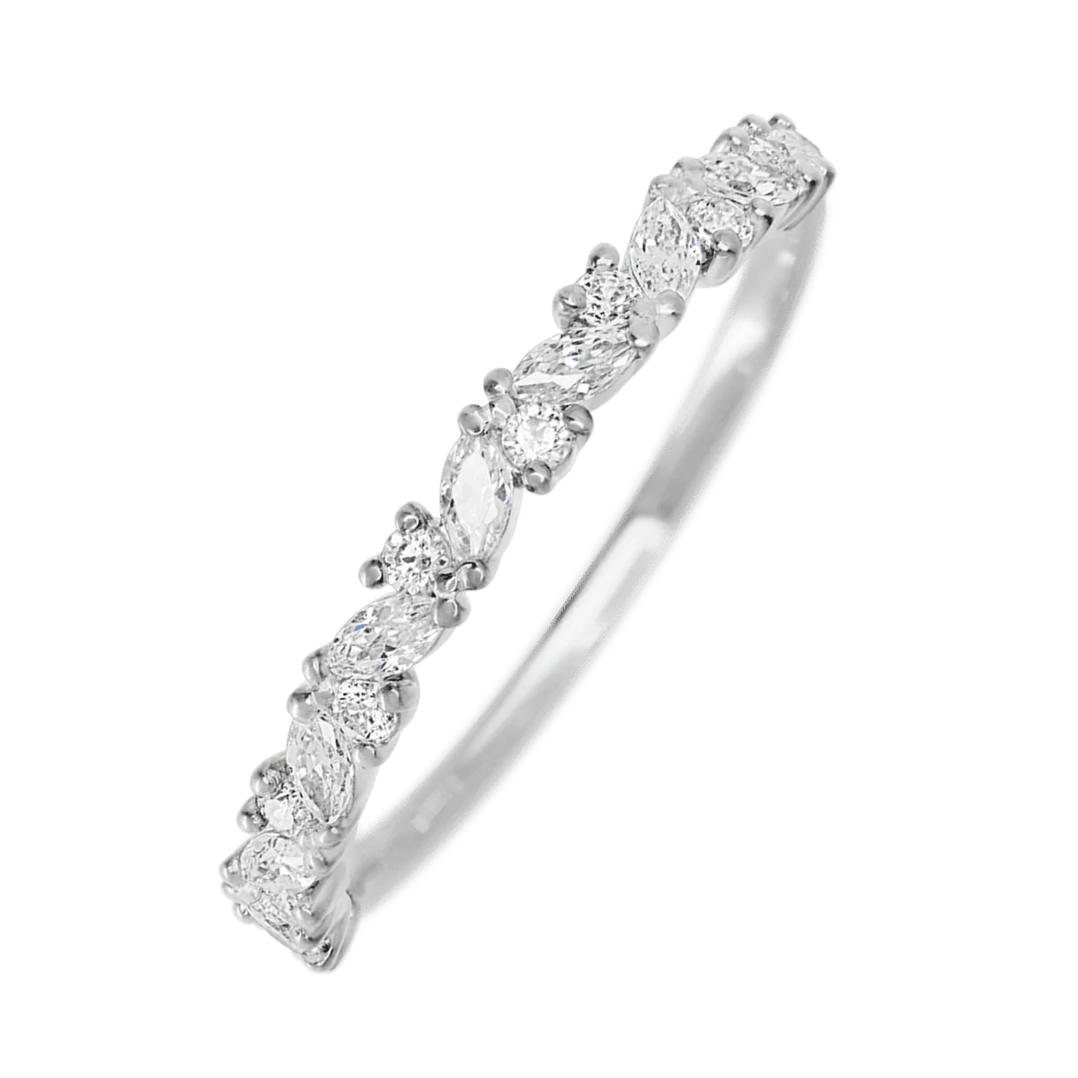 14K White Gold band with 9 Round and 8 Marquise Lab Grown Diamond having TCW-.38