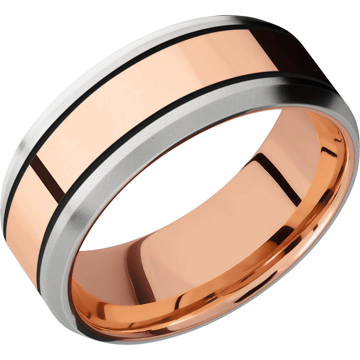 14K White Gold + Bead , Bead Finish + 14K Rose Gold - Image 2