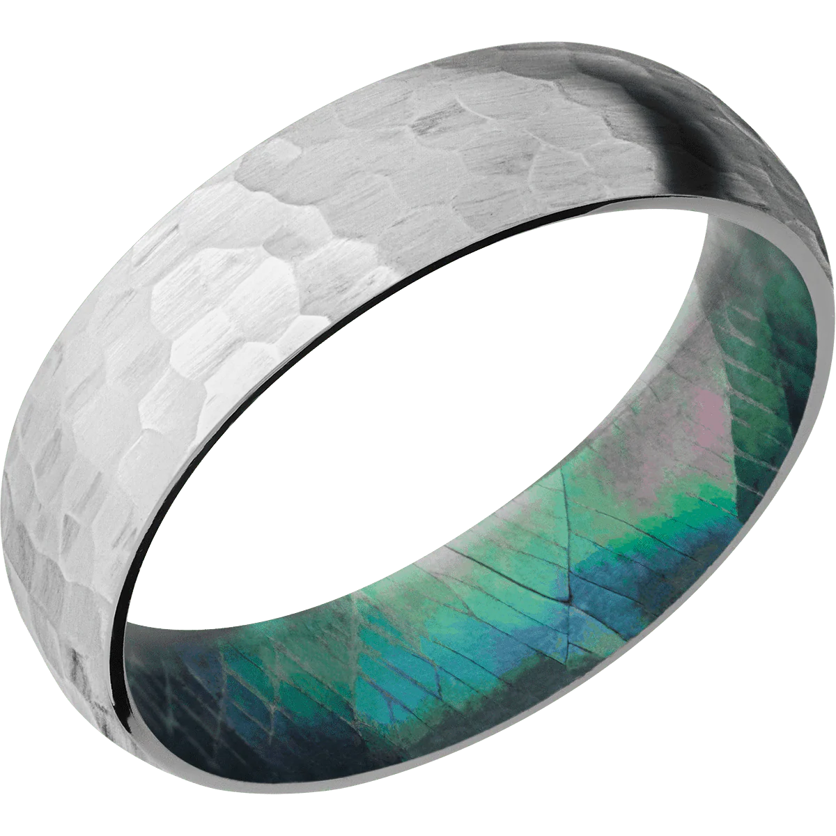 14K White Gold + Hammer Finish + Black Mother of Pearl - Image 2