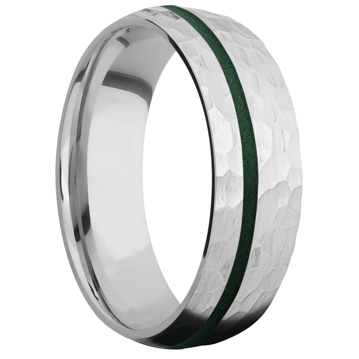 14K White Gold + Hammer , Hammer Finish