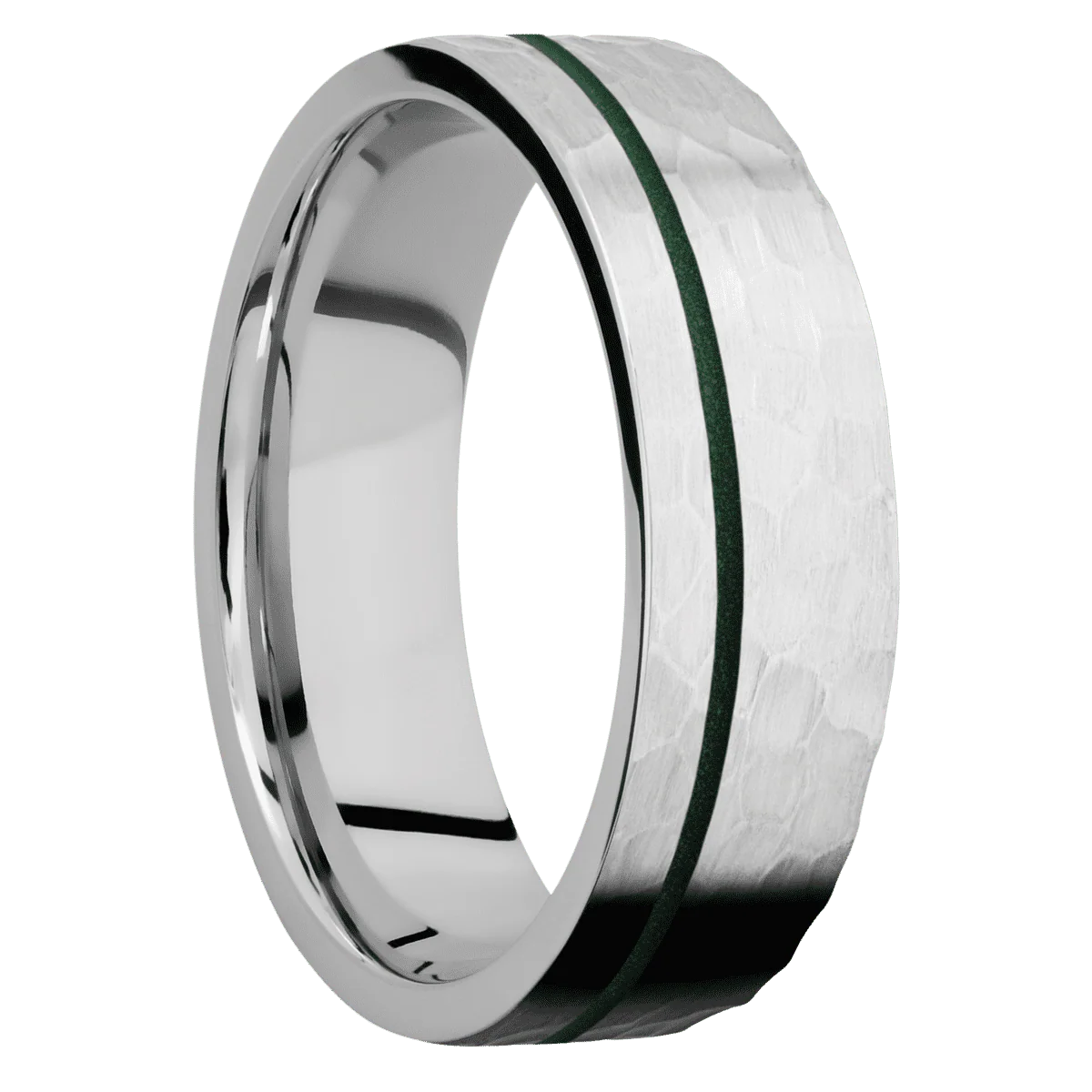 14K White Gold + Hammer , Hammer Finish