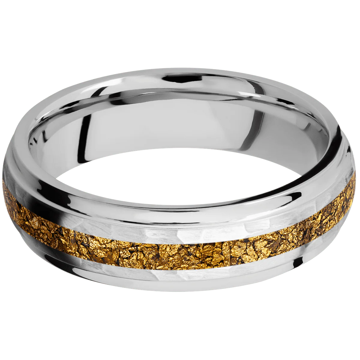 14K White Gold + Hammer , Polish Finish - Image 3