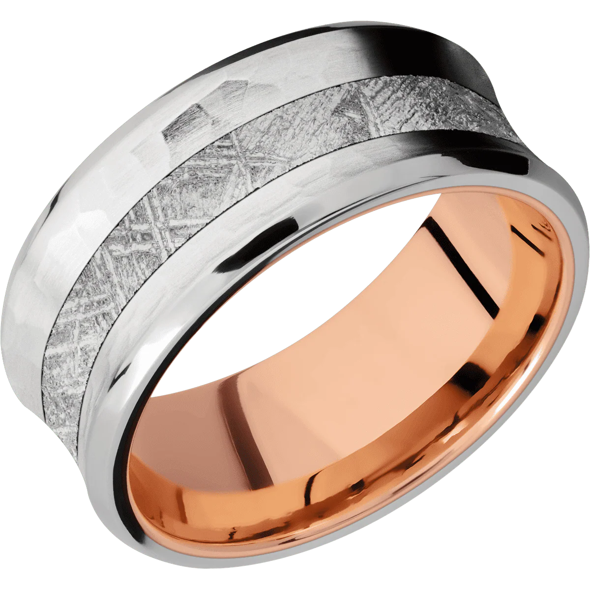 14K White Gold + Hammer , Polish Finish + 14K Rose Gold - Image 2