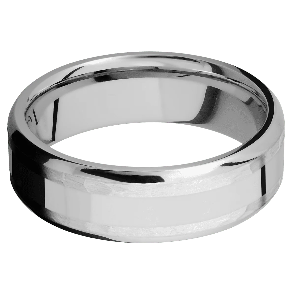 14K White Gold + Hammer , Polish Finish - Image 3