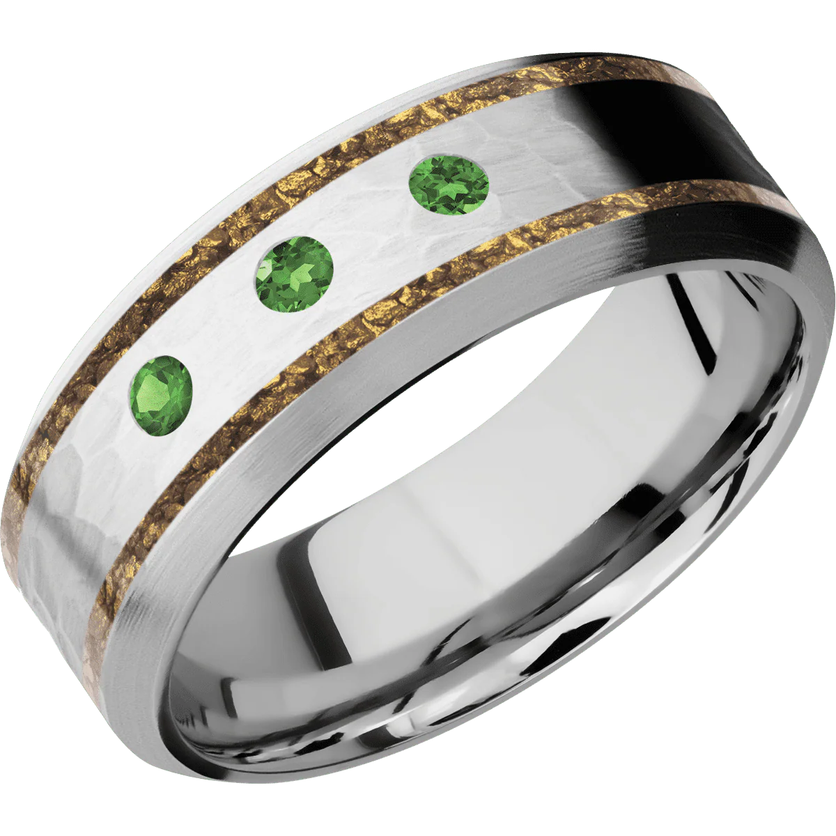14K White Gold + Hammer , Satin Finish - Image 2