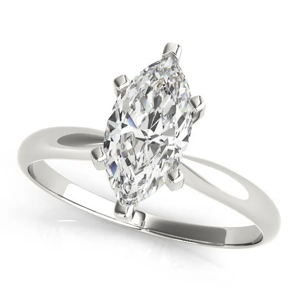 14K White Gold Marquise Diamond Solitaire Engagement Ring
