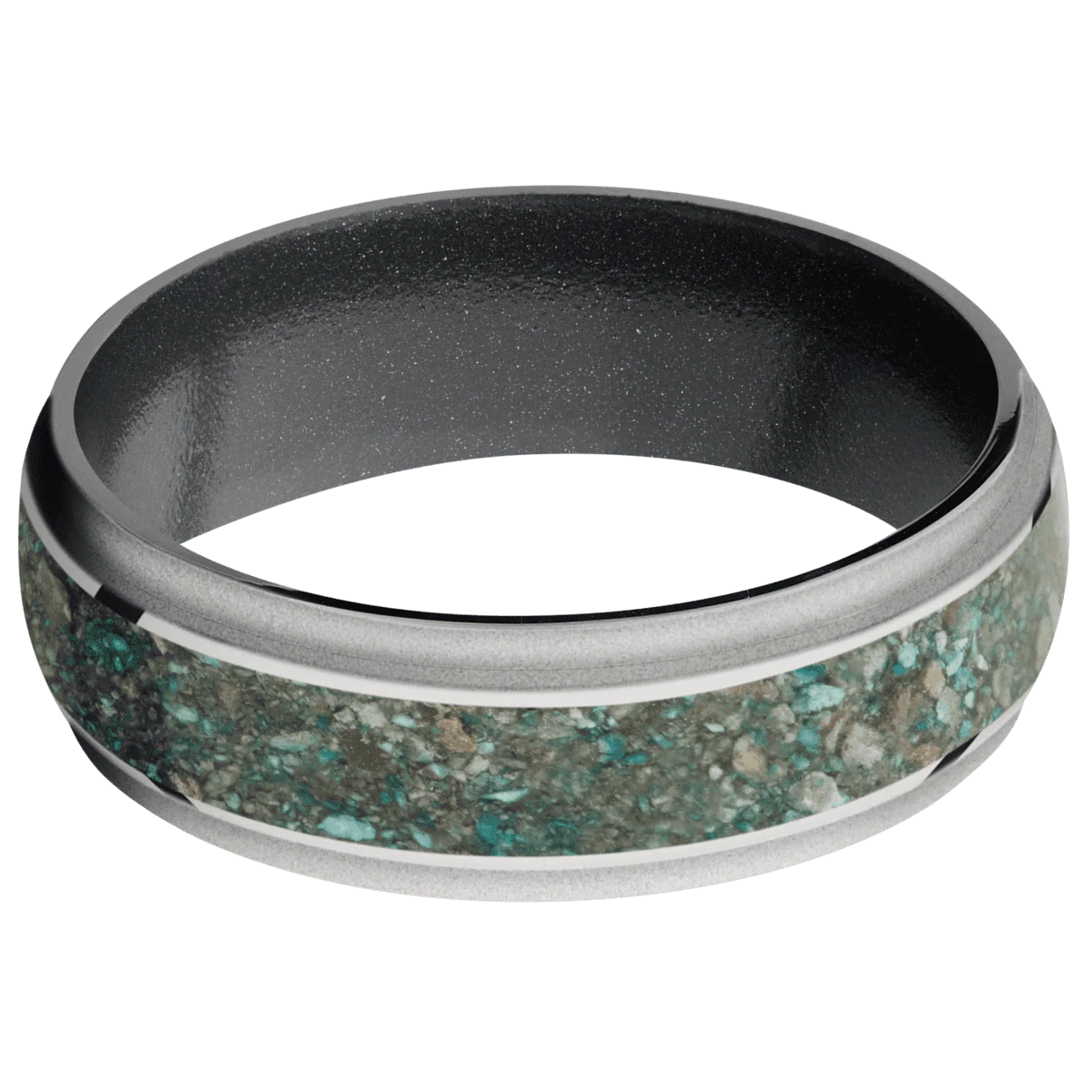 14K White Gold + Polish , Bead Finish + Dark Grey - Image 3