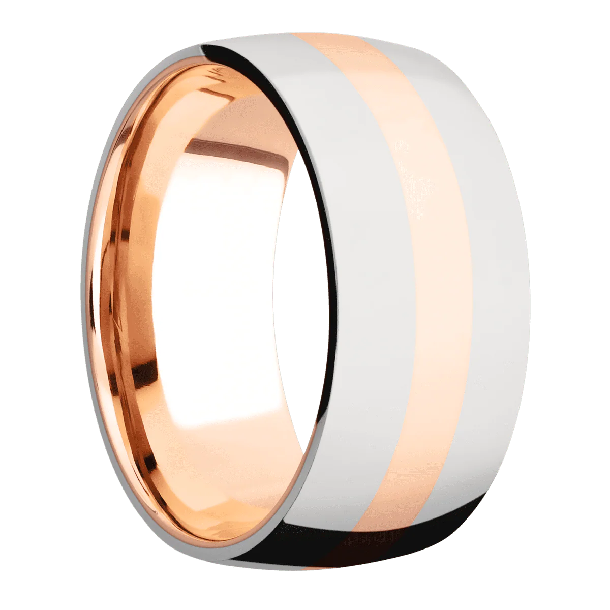 14K White Gold + Polish Finish + 14K Rose Gold