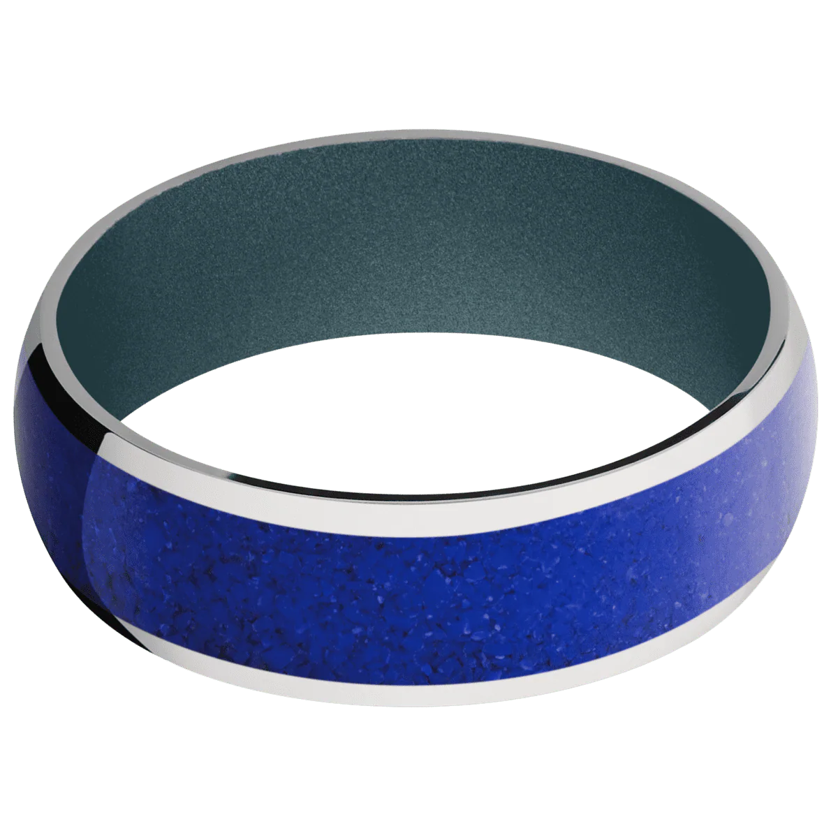 14K White Gold + Polish Finish + Blue Titanium - Image 3