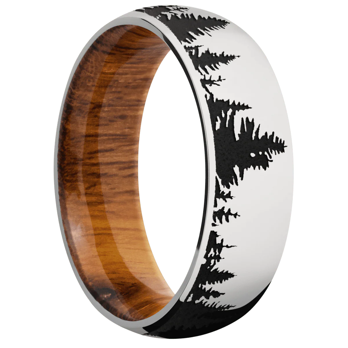 14K White Gold + Polish Finish + Desert Iron Wood
