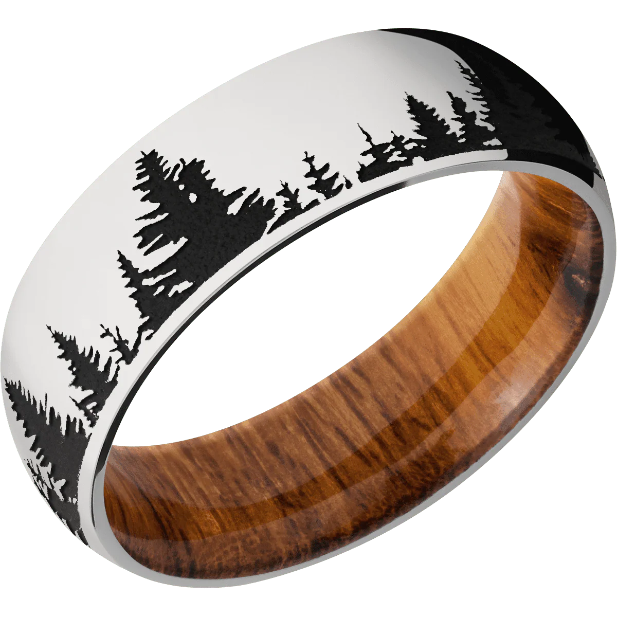 14K White Gold + Polish Finish + Desert Iron Wood - Image 2