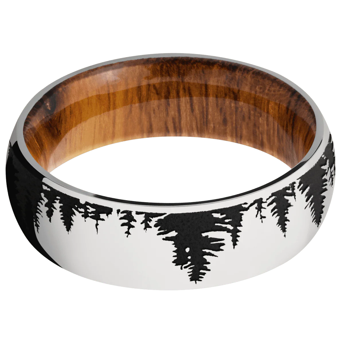 14K White Gold + Polish Finish + Desert Iron Wood - Image 3