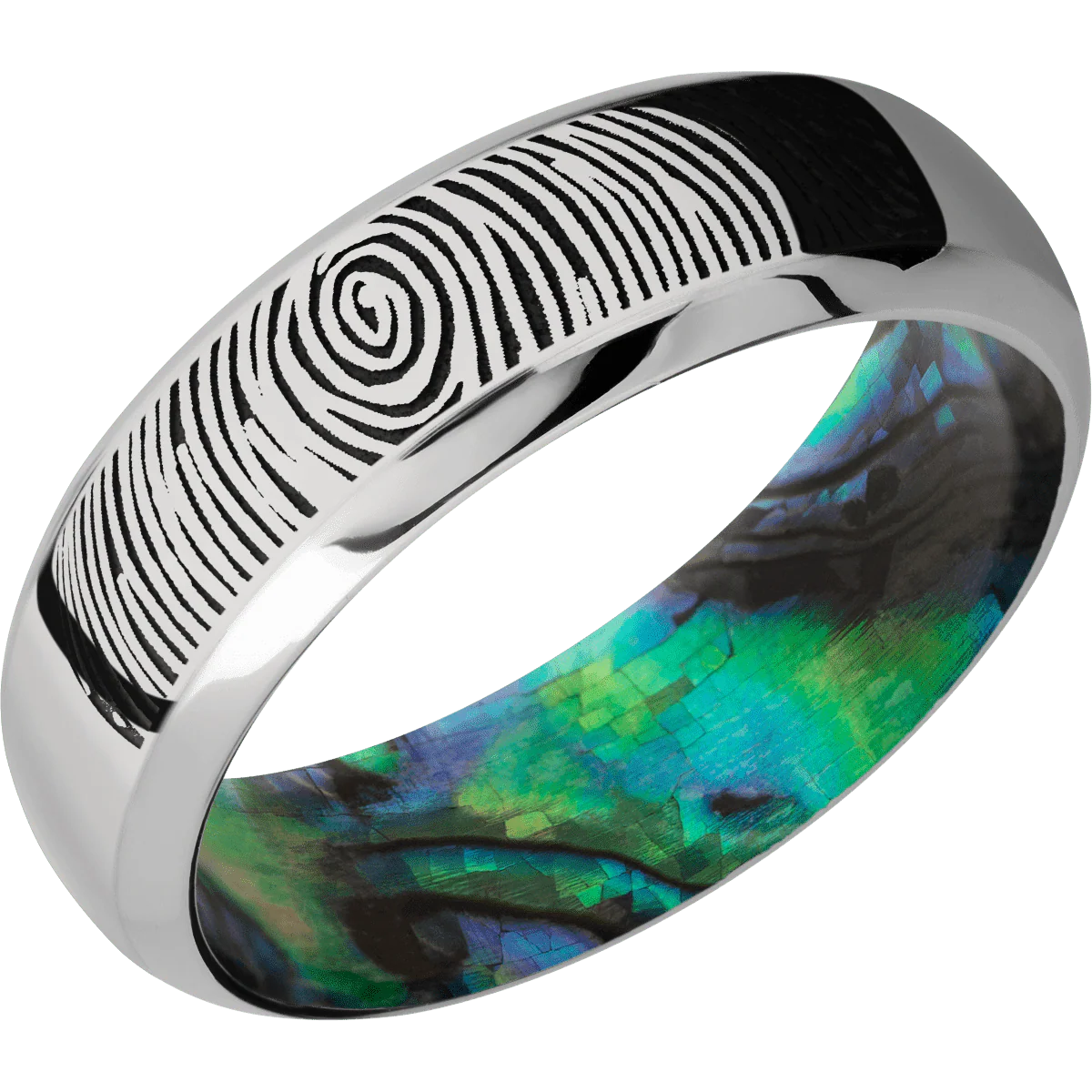 14K White Gold + Polish , Polish Finish + Abalone - Image 2
