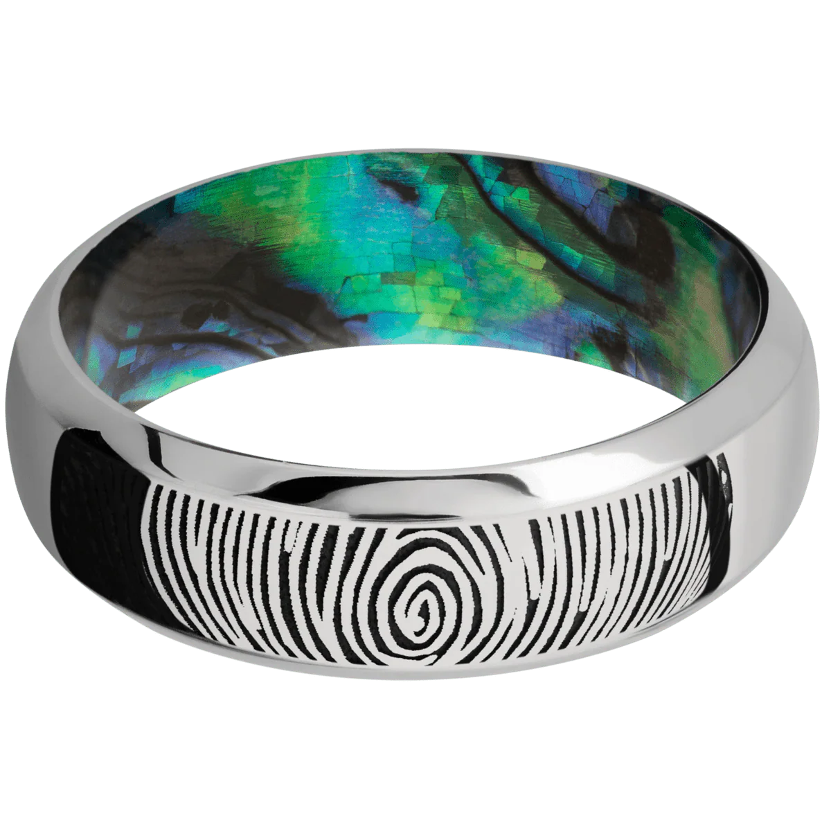 14K White Gold + Polish , Polish Finish + Abalone - Image 3