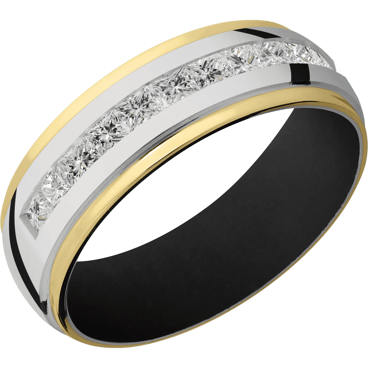14K White Gold + Polish , Polish Finish + Black - Image 2