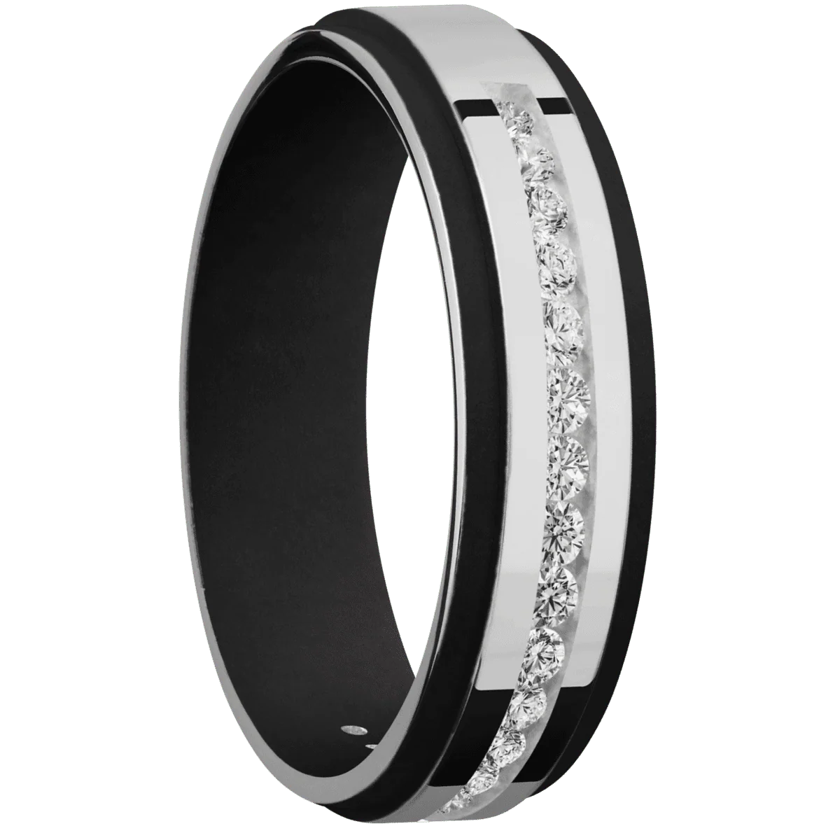 14K White Gold + Polish , Polish Finish + Black