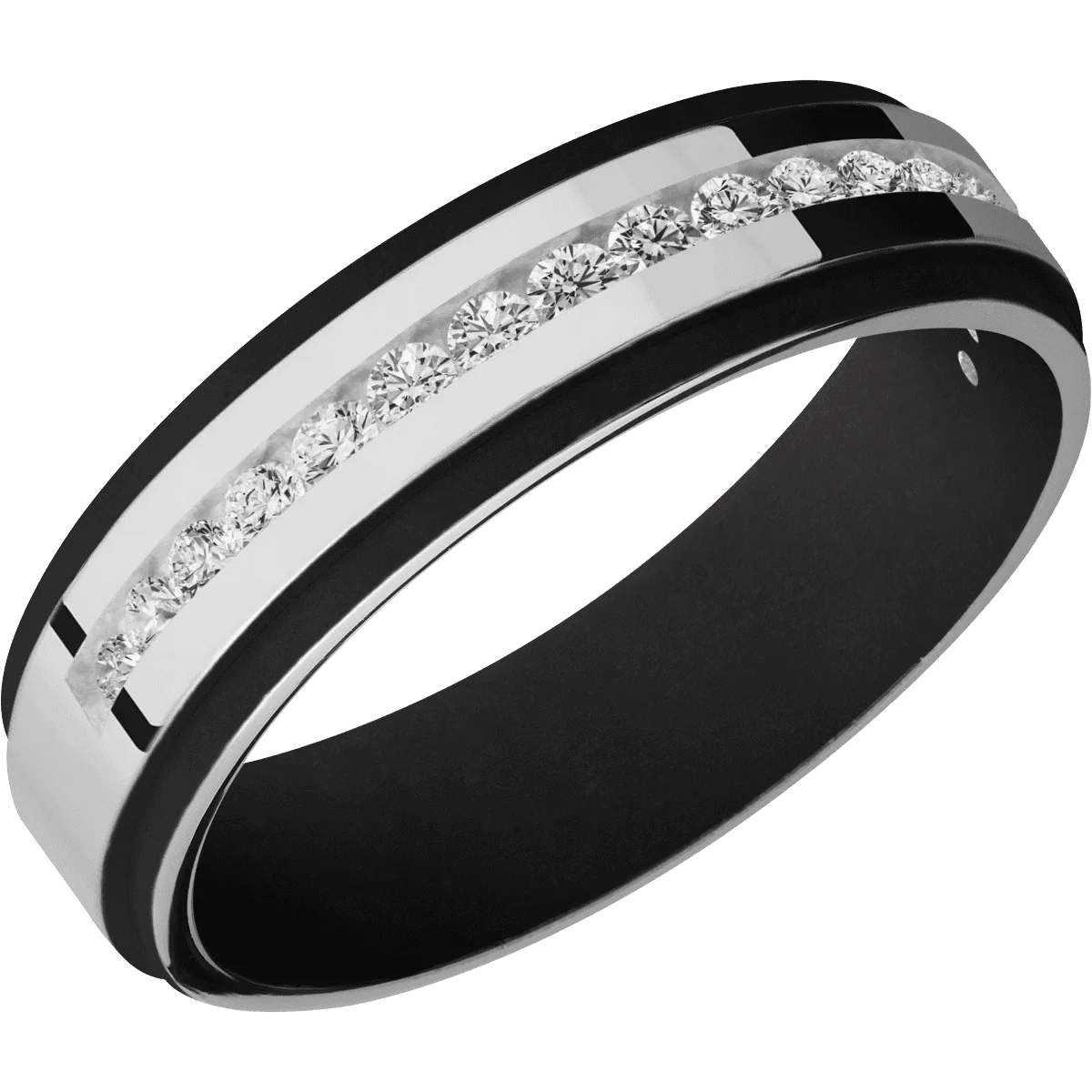 14K White Gold + Polish , Polish Finish + Black - Image 2
