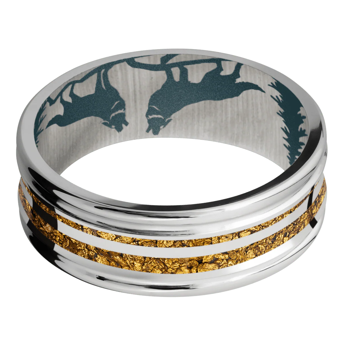 14K White Gold + Polish , Polish Finish + Blue Titanium - Image 3