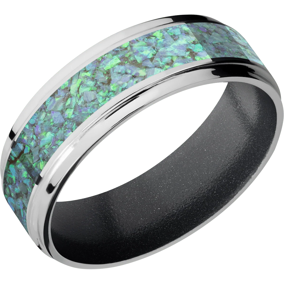 14K White Gold + Polish , Polish Finish + Dark Grey - Image 2
