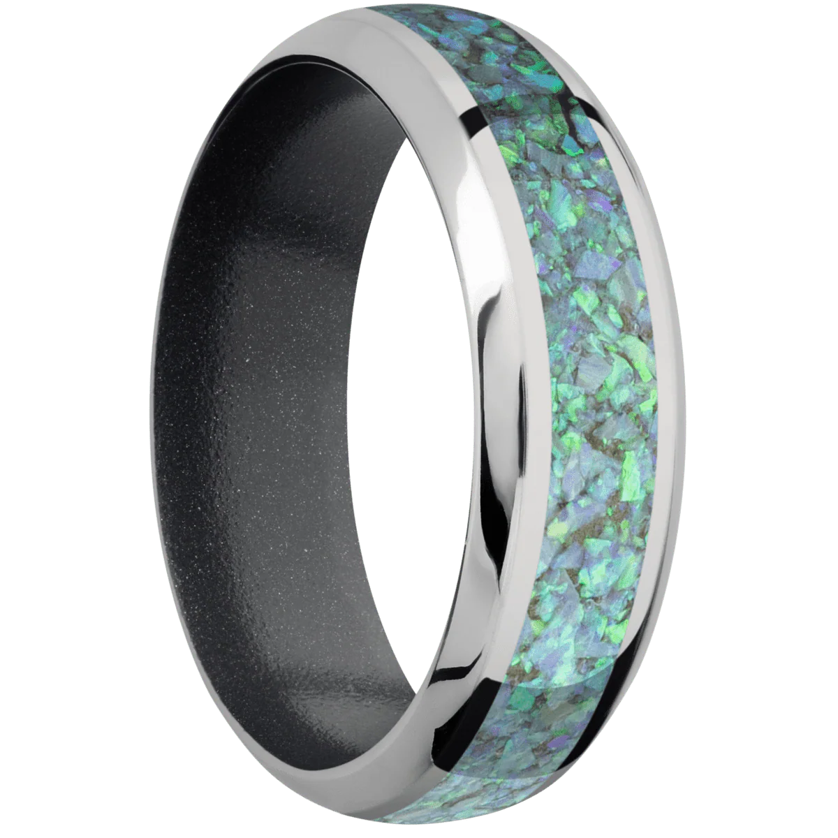 14K White Gold + Polish , Polish Finish + Dark Grey