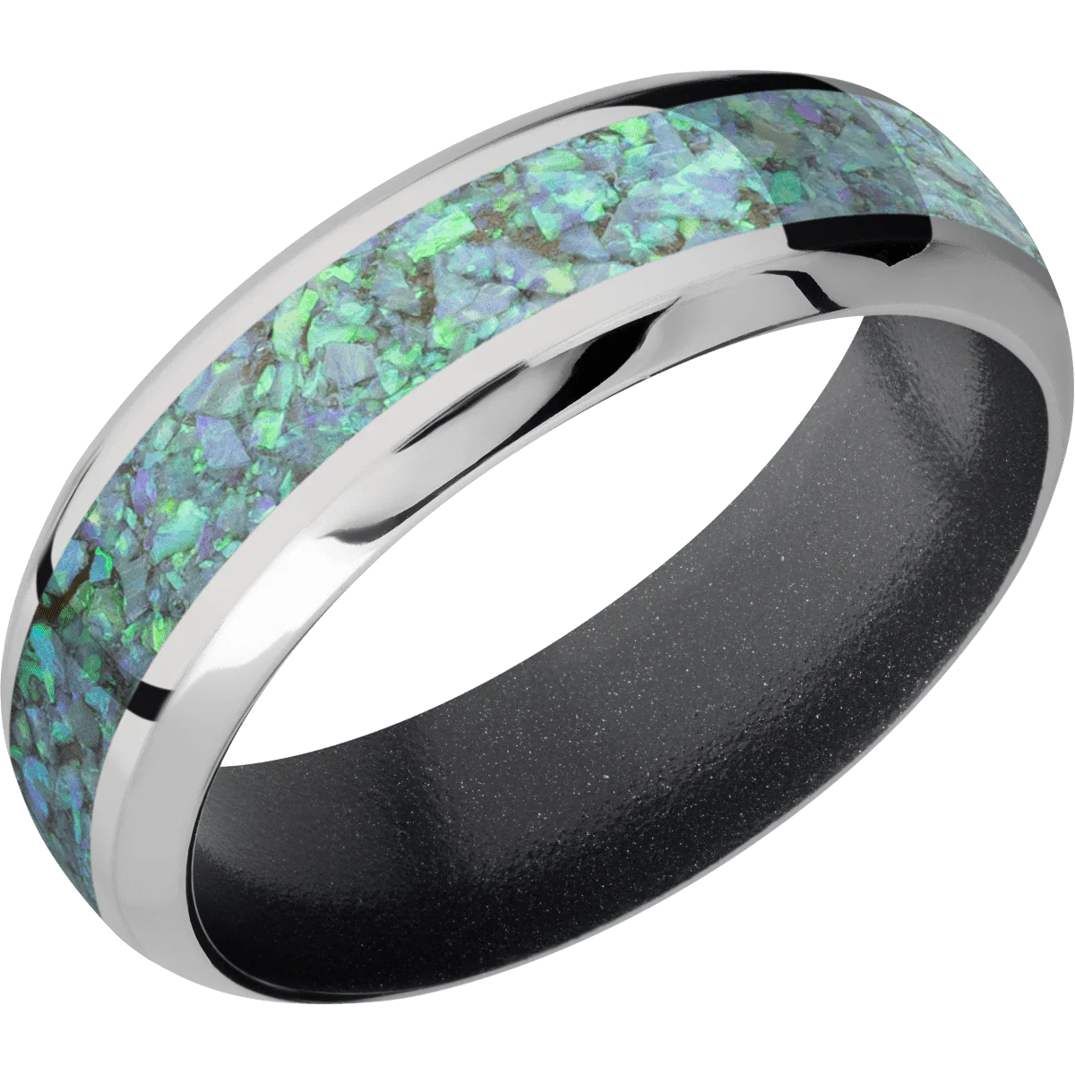 14K White Gold + Polish , Polish Finish + Dark Grey - Image 2