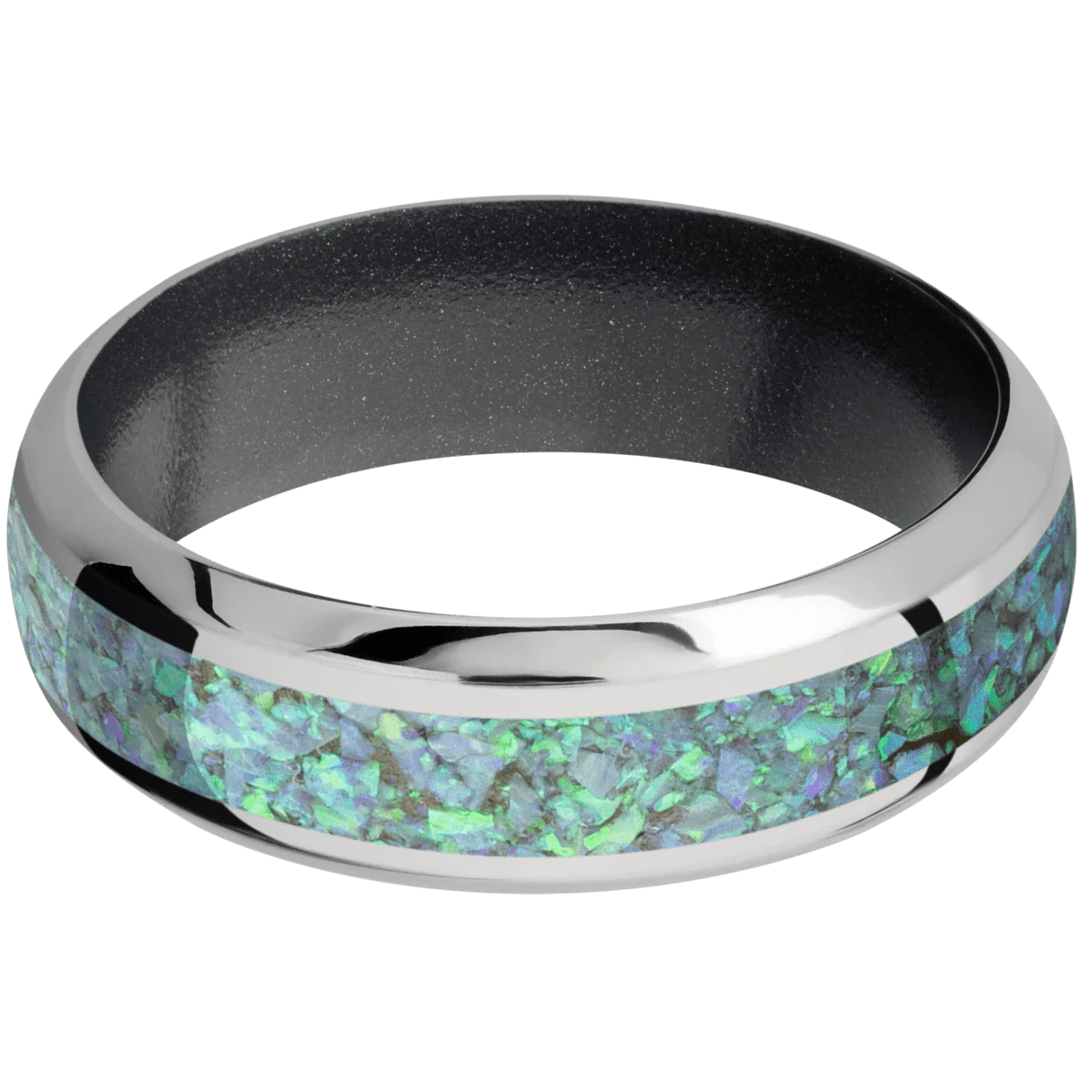 14K White Gold + Polish , Polish Finish + Dark Grey - Image 3
