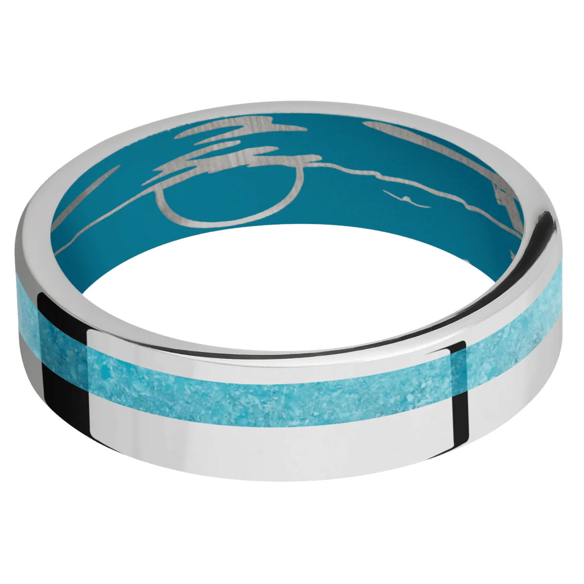 14K White Gold + Polish , Polish Finish + Sea Blue - Image 3
