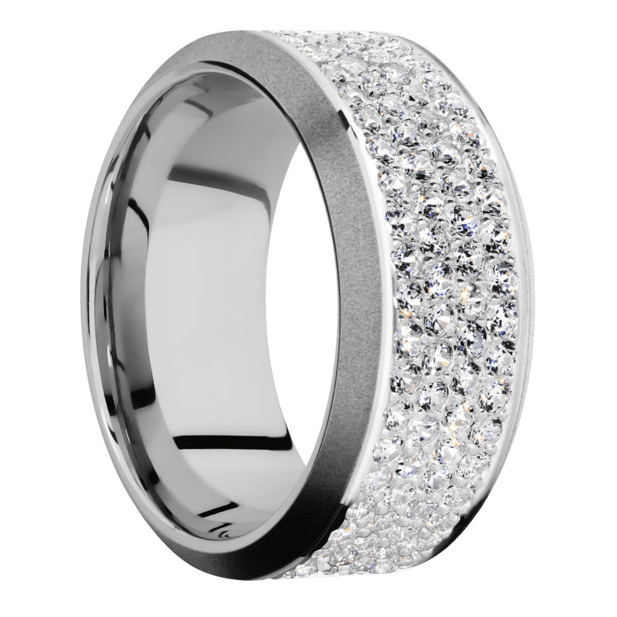 14K White Gold + Polish , Sand Finish