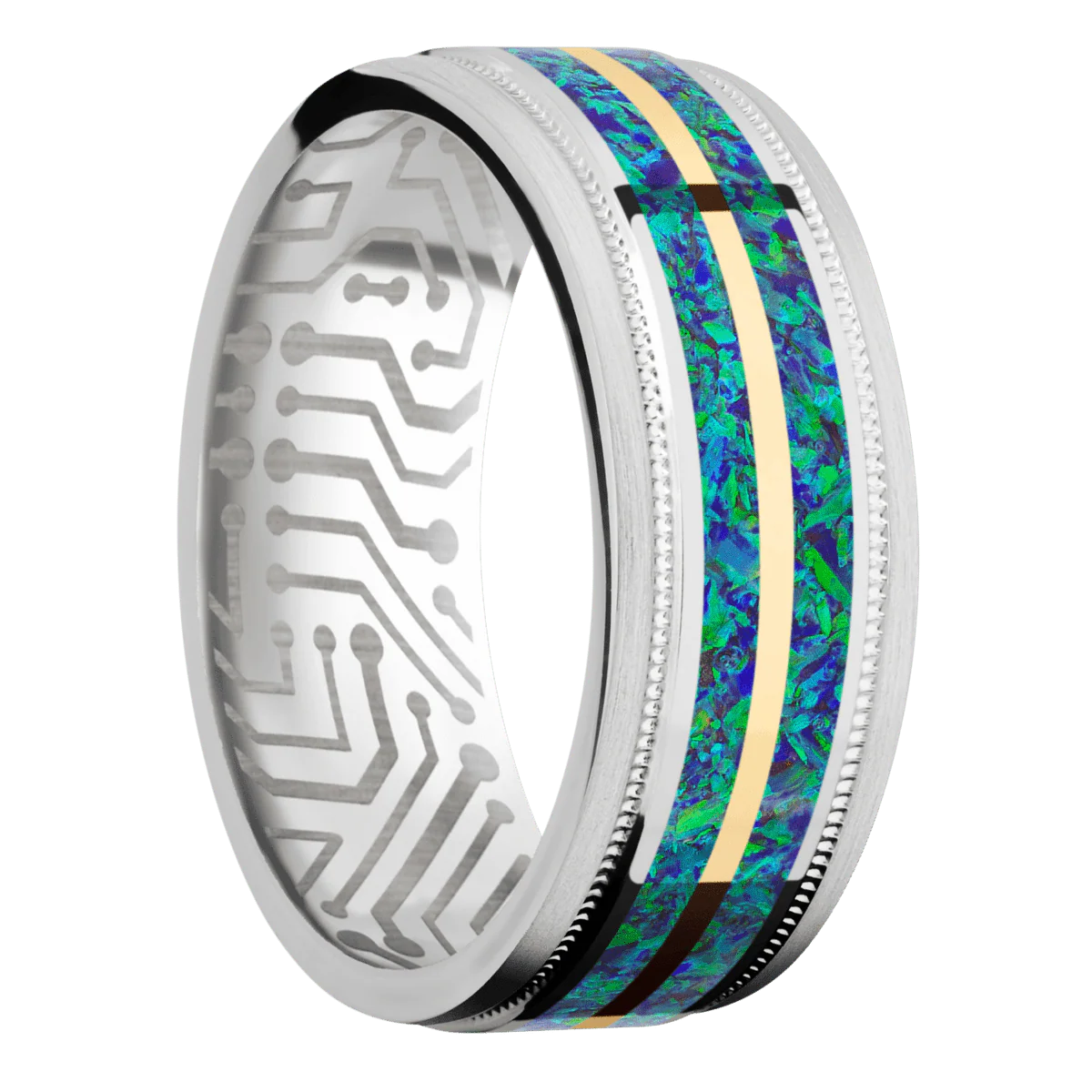14K White Gold + Polish , Satin Finish