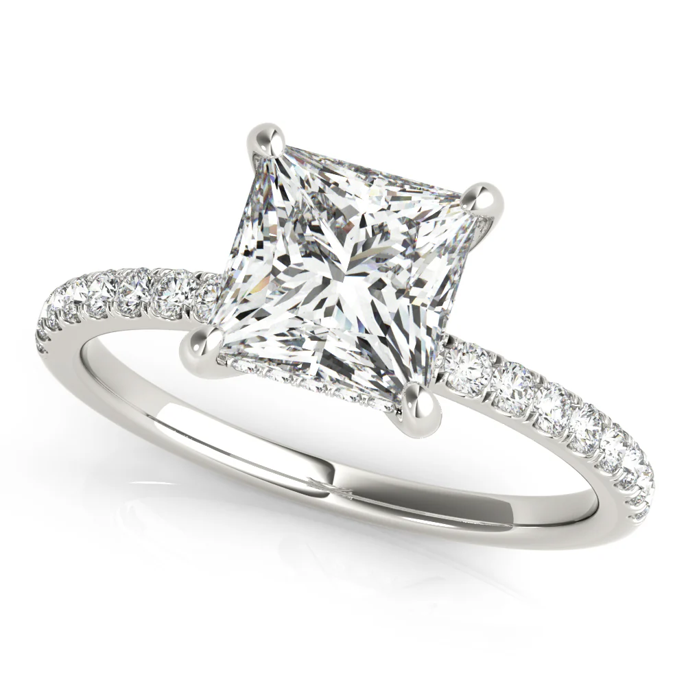14K White Gold Princess Cut Diamond Engagement Ring