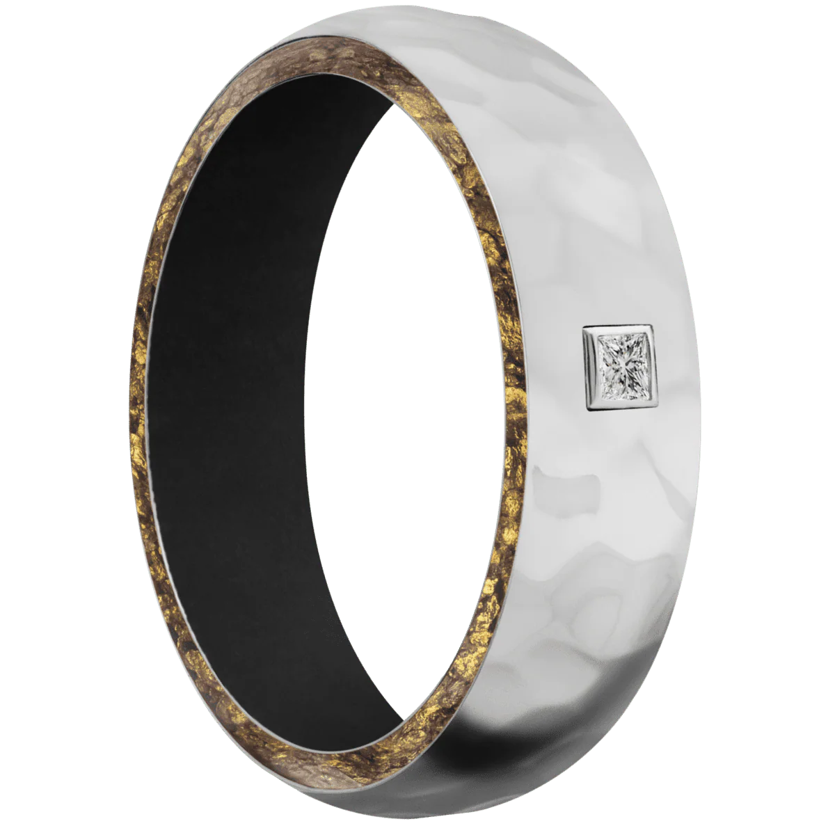 14K White Gold + Rockpolish Finish + Black