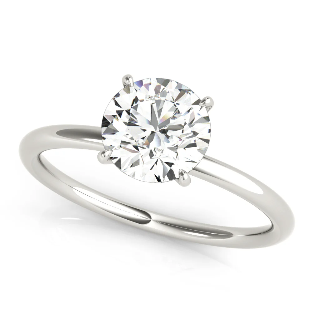 14K White Gold Round Diamond Halo Engagement Ring