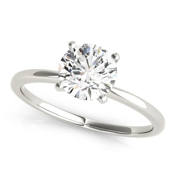 14K White Gold Round Diamond Solitaire Engagement Ring
